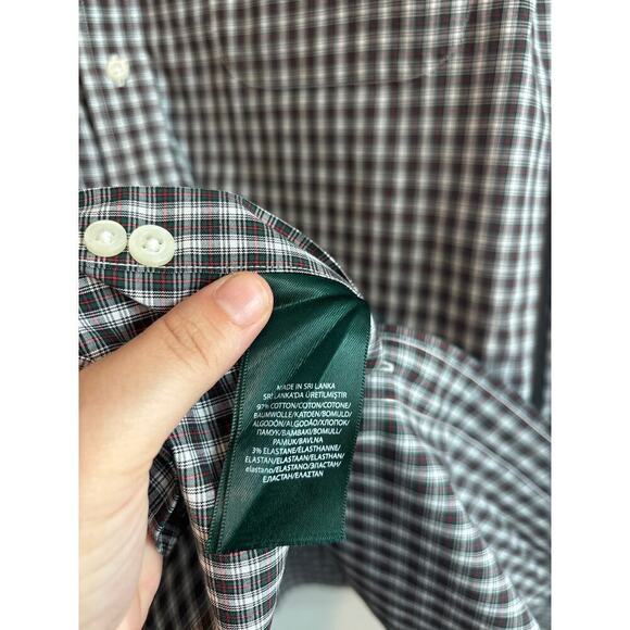 Lauren Ralph Lauren Plaid Long Sleeve Button Down Size 17 36/37 Green - Picture 4 of 6